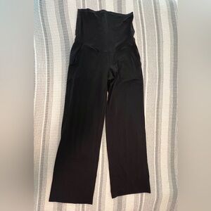 CRZ YOGA Maternity High-Waist Wide-Leg Black Jumpsuit Pants